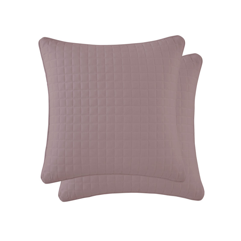 Vilano Springs 2-Piece Microfiber Embroidered Quilted Sham Covers, 26" H x 26" W, Lavender