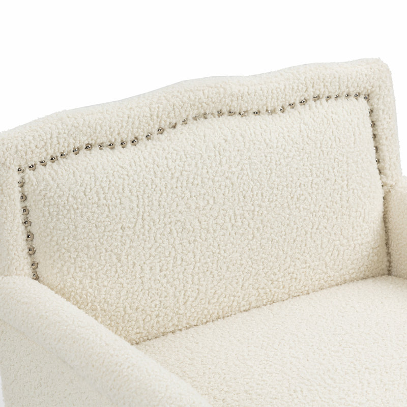 Upholstered Armchair, White Velvet
