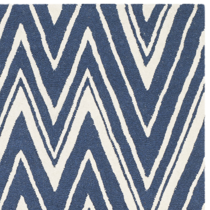 Sanyla Hand Tufted Wool Chevron Rug, Square 6'