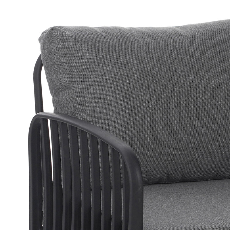 Valliere Outdoor Club Chair, Gris foncé, Noir