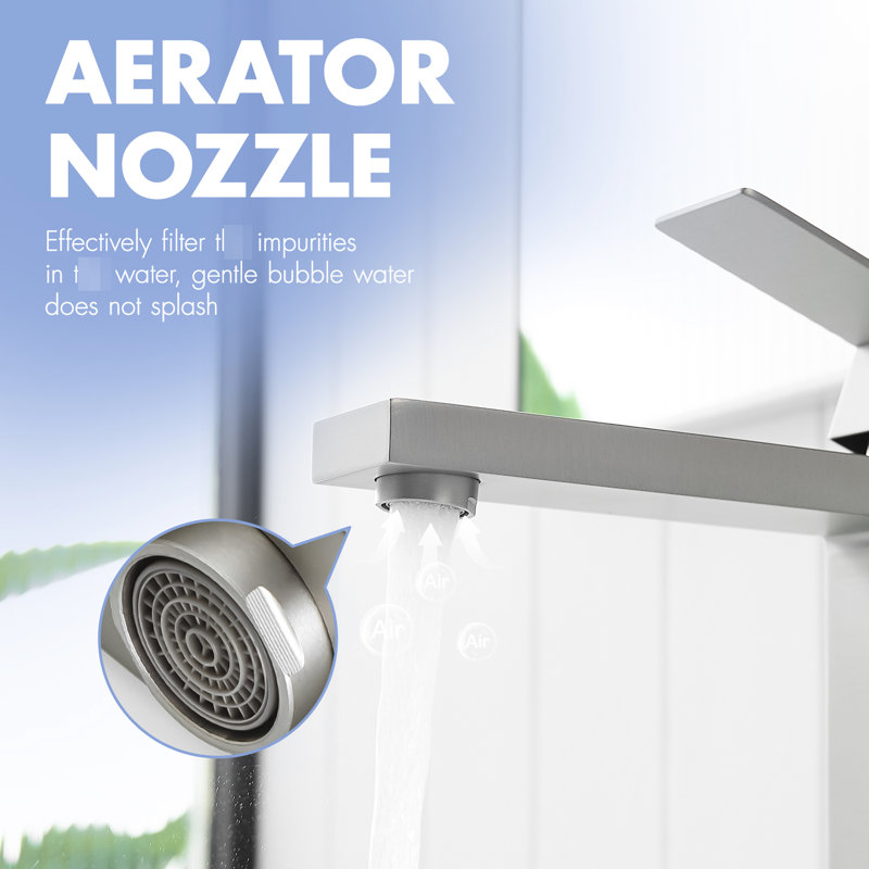 Contemporary Single Handle Hole Bathroom Faucet In Brushed Nickel, Pop Up Drain, Cartridge Valve, Stainless Steel For Home Use Nickel With Handle, Commercial Lavatories