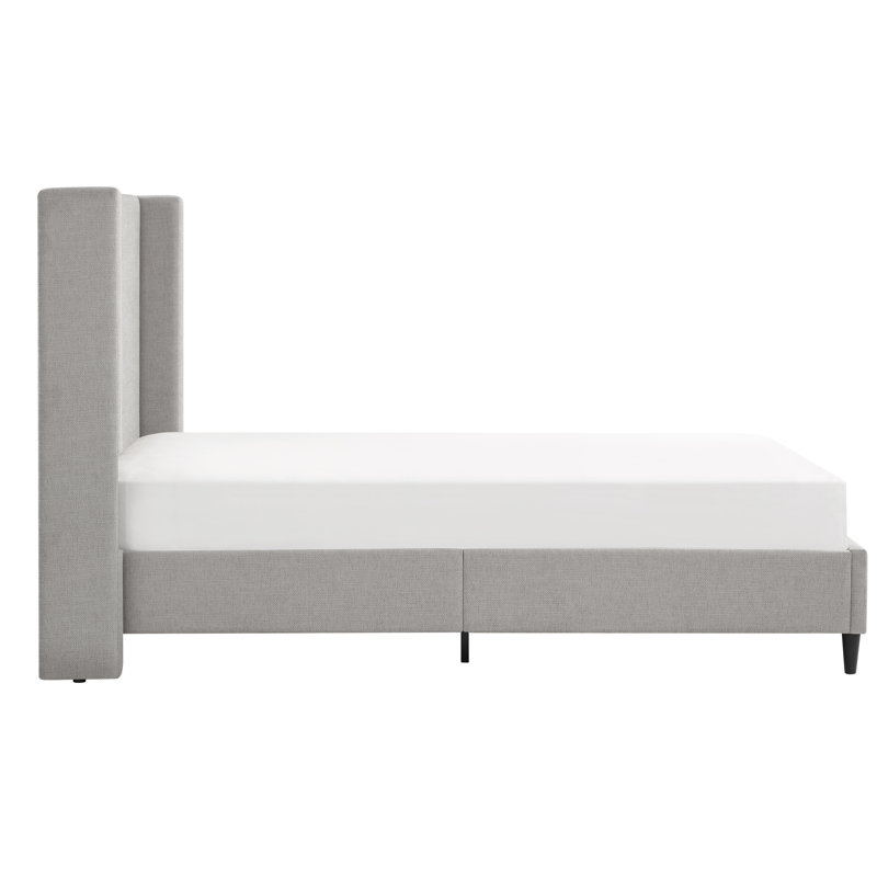Ana Upholstered Wingback Platform Bed, Gray Canvas, California King