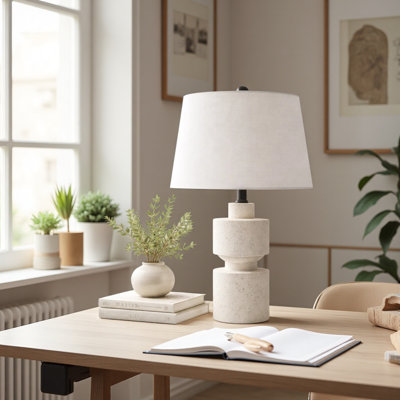 Lampe de table de campagne moderne en résine 24,5 po avec gradateur à 3 voies pour la chambre à coucher, le salon, le chevet et la table de chevet (non incluses)
