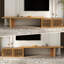 Meuble télé rétractable et extensible - Console télé en bois avec rangement, design japonais - Finition en bois naturel-692084156-681606744
