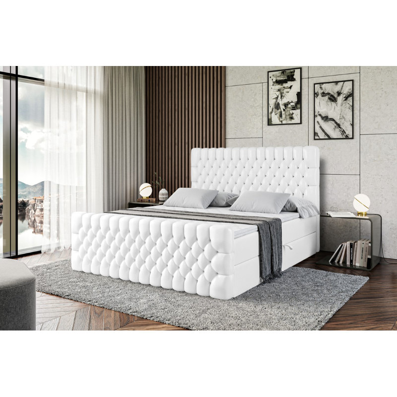 Bed with Mattress, 180 x 200 cm, White