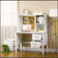 Bureau d'ordinateur avec tiroirs et tablettes, bureau personnel avec rangement et tableau en liège, table de poste de travail avec trou pour câbles, blanc