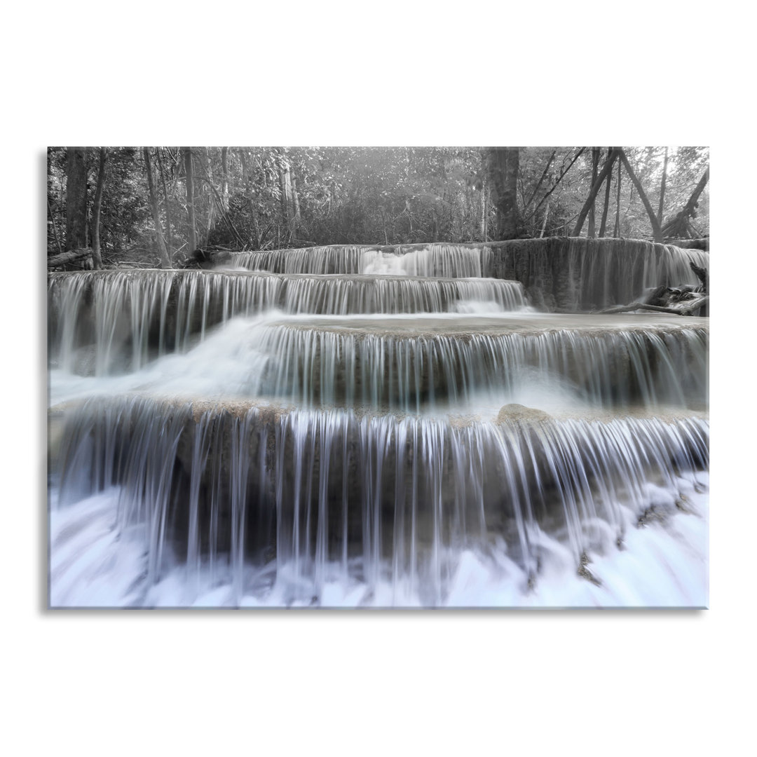 Glasbild Wasserfall im Regenwald