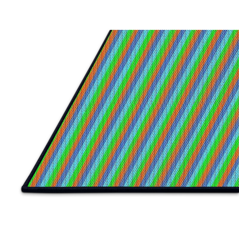 Tapis vert/jaune à motifs Tarcienne, Rectangle 5 pi x 7 pi