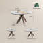 Ensemble de salle à manger moderne extensible 5 pièces pour 4-6, table en pierre blanche brillante (47 "-63") avec 4 chaises, solution de salle à manger peu encombrante