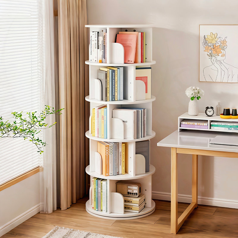 Bibliothèque rotative à 5 niveaux, 360 °, Blanc