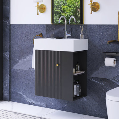 Meuble-lavabo flottant moderne 21,6 po avec lavabo en céramique