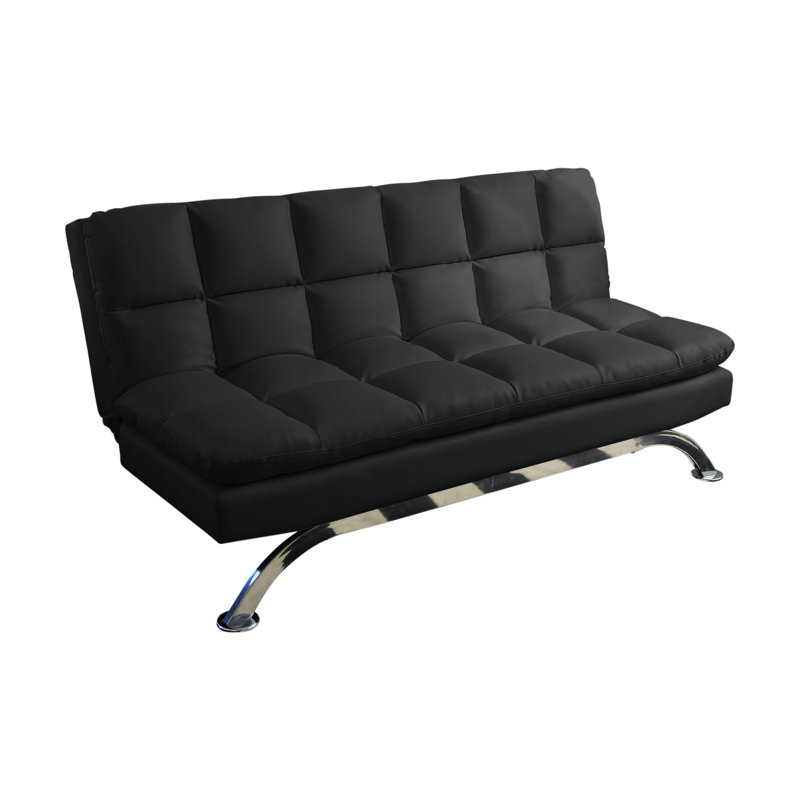 Warriner 70.5'' Faux Leather Sleeper Sofa, Black Faux Leather