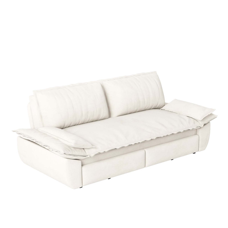 73.2" Queen Pull Out Sofa Bed,3-in-1 Convertible Sleeper Sofa,Multi-Functional Velvet Loveseat Bed, Beige