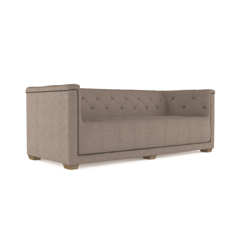 Velvet Sofa, Chocolate Genuine Leather, 84"