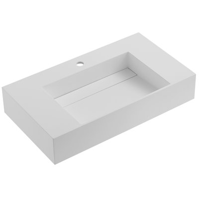 32 po. Salle de bain murale ou de comptoir avec surface carrée classique à cuve carrée
