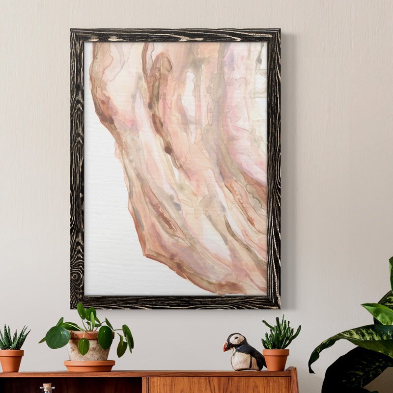 Rose Quartz II - peinture sur toile encadrée, H 32 po x l 23 po x P 1 po, Noir
