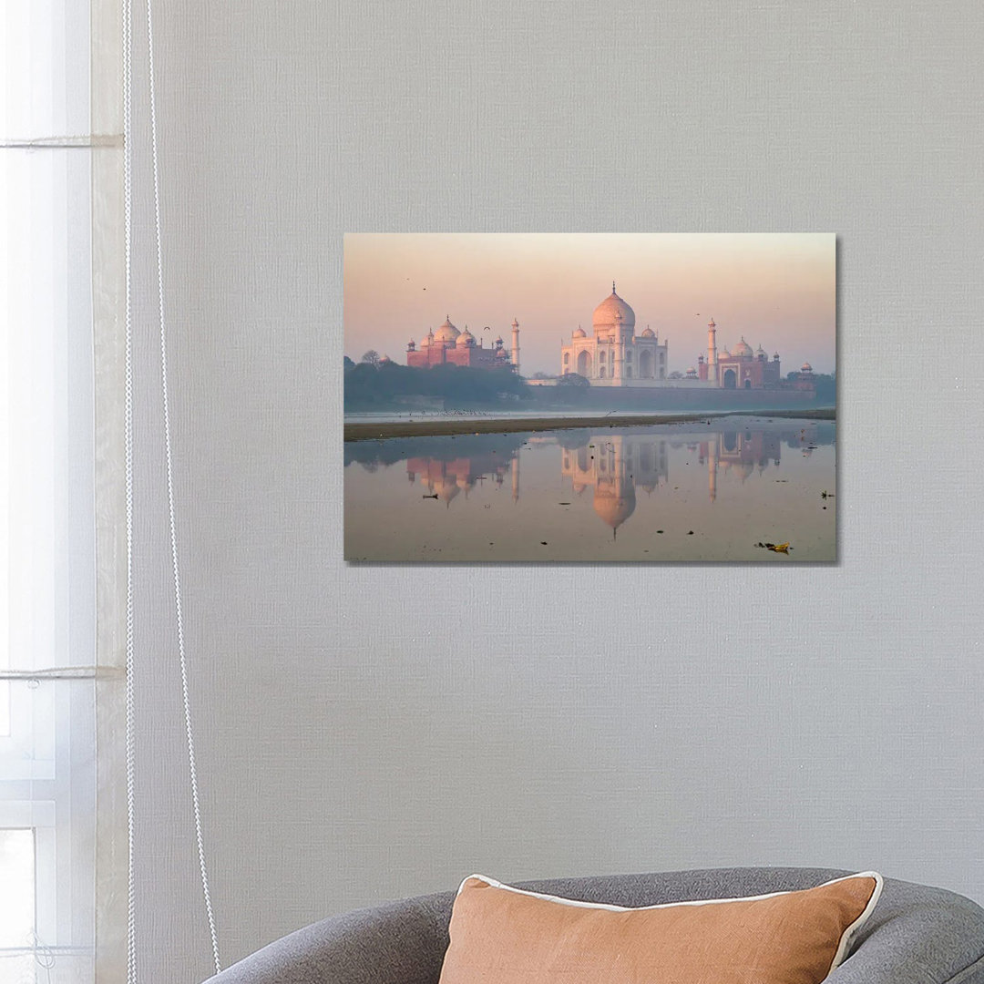 Taj Mahal At Dawn Reflected In The River, India von Matteo Colombo - Gallery-Wrapped Canvas Giclée on Canvas