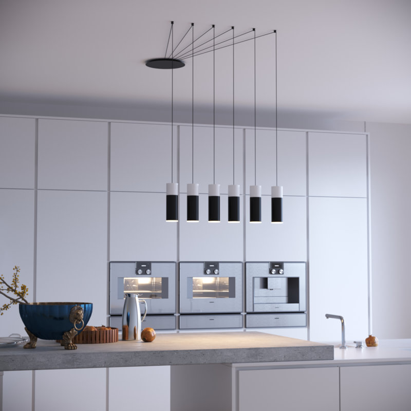 Collen 6 - Light LED Cluster Pendant, White/Black