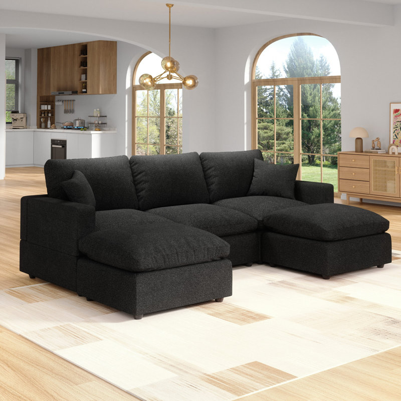 5-Seater Sectional Sofa Comfy Cloud Couch for Living Room, Modern Upholstered Modular Sectional Sofa Convertible Deep Seat Sofa, Removable & Washable Cushion Covers