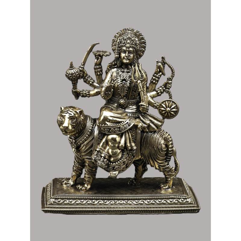 Petite statue en laiton Durga Sherawali Maa