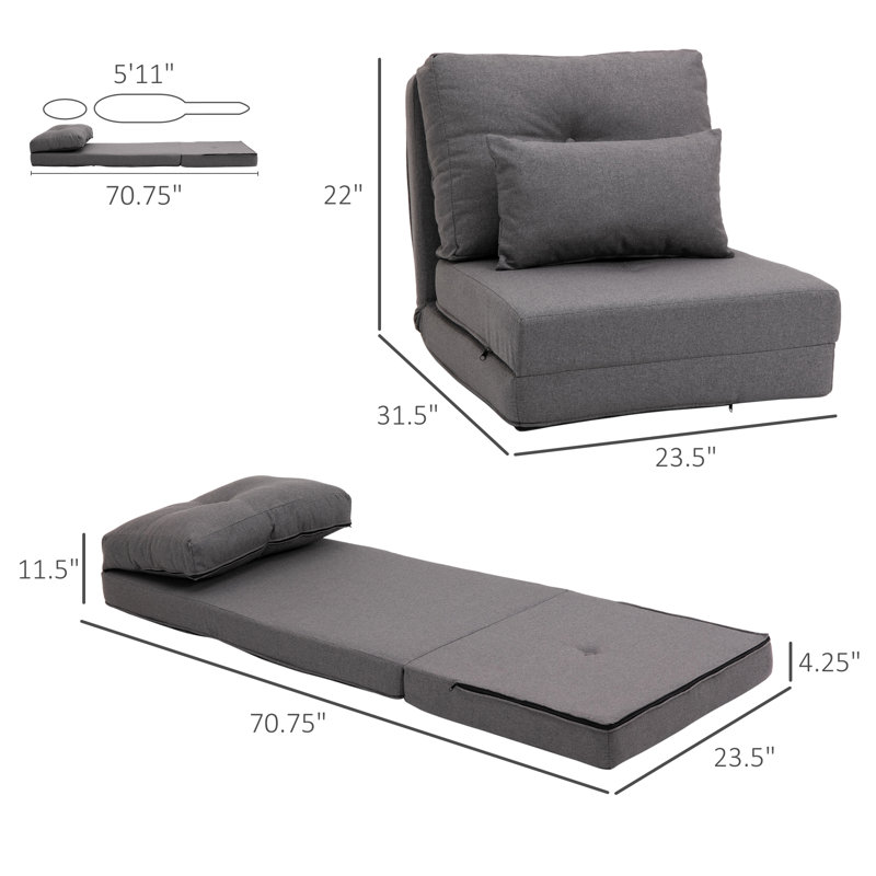 HOMCOM 2-In-1 Floor Lazy Sofa With 5 Position Adjustable Backrest