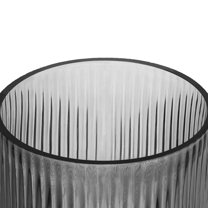 Vase de table en verre nervuré Aybars, Doré / fumée, H 7,5 po x l 4,5 po x P 4,5 po