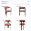 Chaises de salle à manger orange moderne avec pieds en métal noir et dossier à oreilles, de 2, forme rectangulaire, rembourrage en mousse, profondeur de 20,92 po, facile à assembler-1190247602