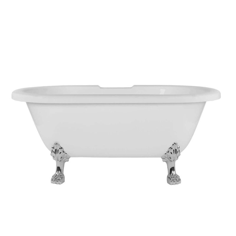 66.75'' x 30'' Freestanding Soaking Acrylic Bathtub, White / Chrome