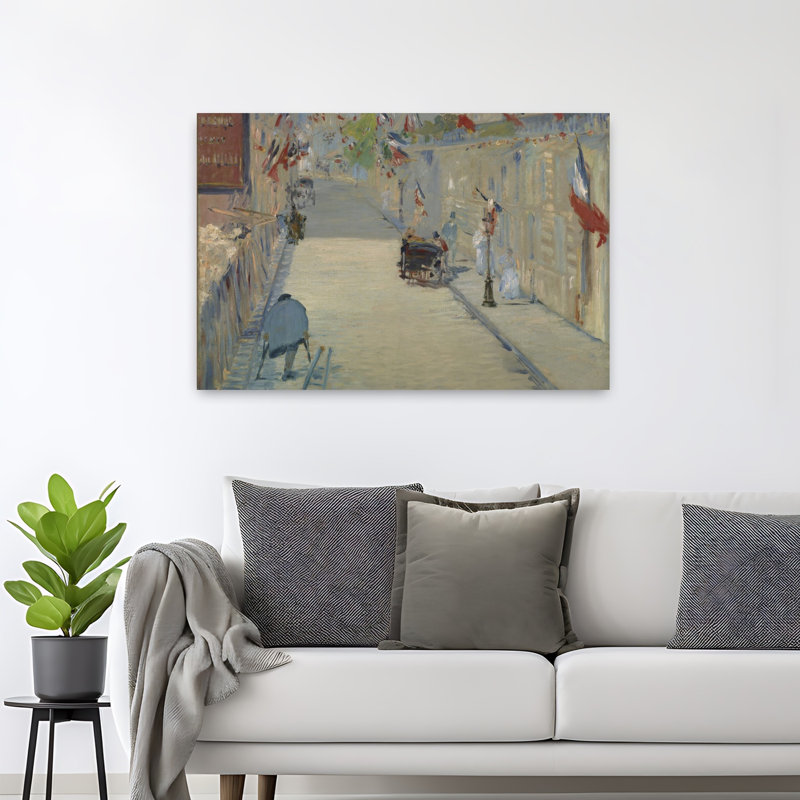 Drapeaux de la rue Mosnier, 1878 - Estampe d'art mural contemporain abstraite impressionniste, H 32 po x l 48 po