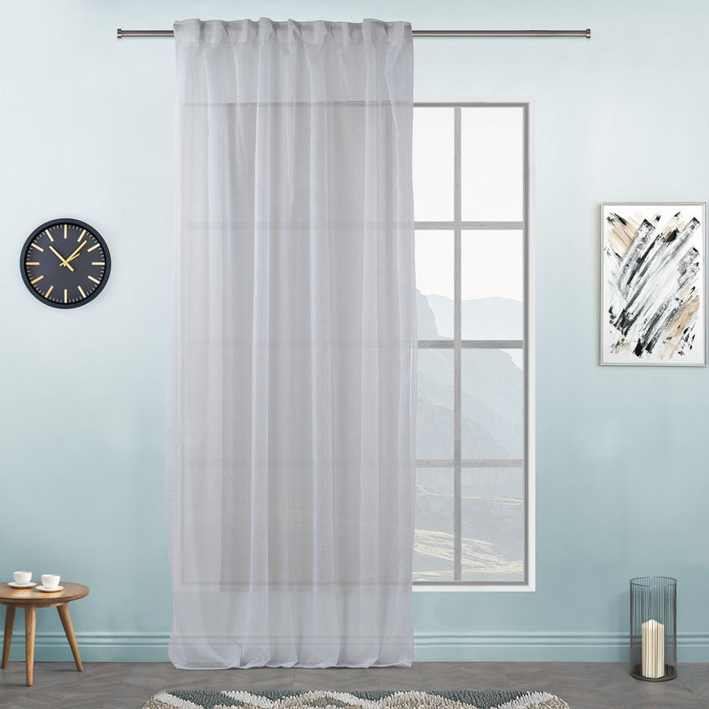Sheer Single Curtain Panel, 130" W x 325" L, White