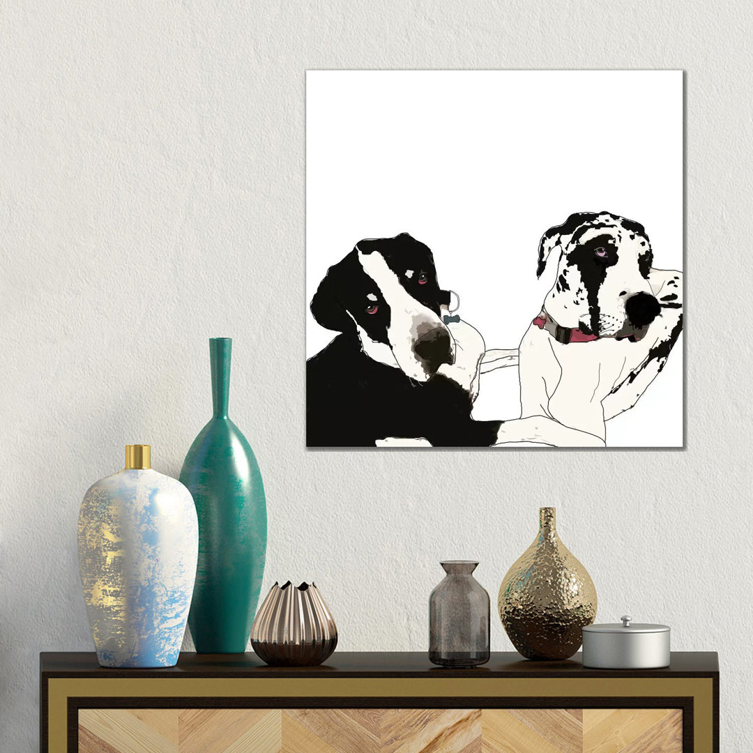 Deutsche Doggen von Sketch And Paws - Galerieverpackte Leinwand Giclée auf Leinwand