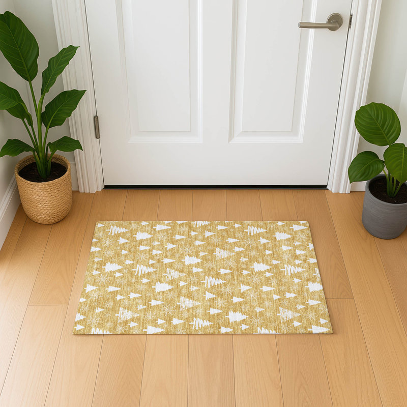 Premium Machine Washable Dockside AMF1815 Christmas Trees Rug, Rectangle 1'8" x 2'6"