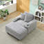 Canapé simple en velours côtelé gris avec un coussin, deux coussins décoratifs, un repose-pieds et deux espaces de rangement.-118020080