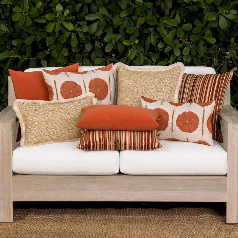 Solstice Performance Pillow Cover & Insert, Square 20", Papaya, Square