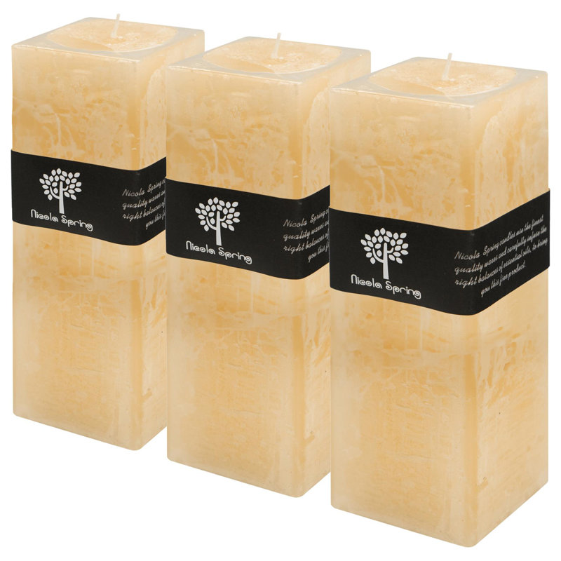 Vanilla Scented Pillar Candle, 20cm H x 7.5cm W x 7.5cm D