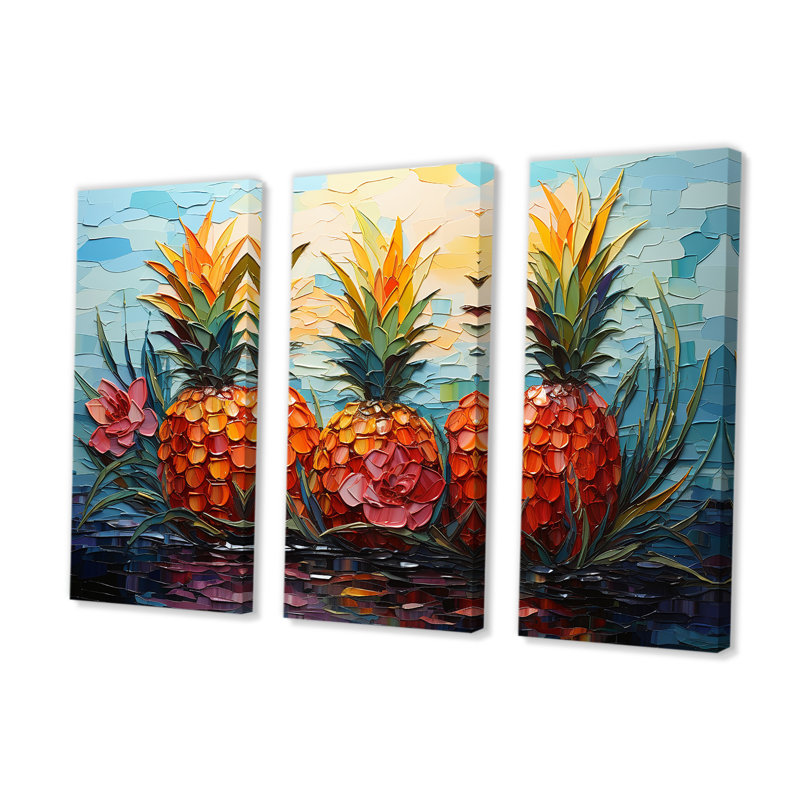 Pineapple Pond Mosaic - Pineapples Canvas Art Set, 40" H x 60" W