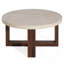 Table basse ronde moderne avec plateau en marbre et base en croix pour le salon