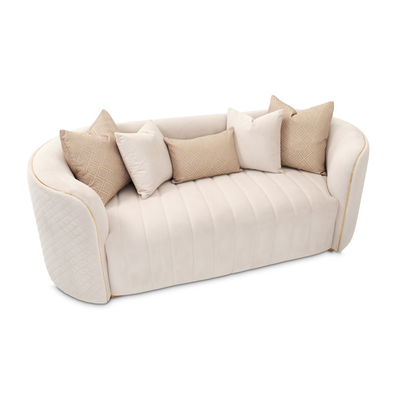 Ariana 83'' Velvet Round Arm Loveseat, Beige, 31" H x 83" W x 35" D