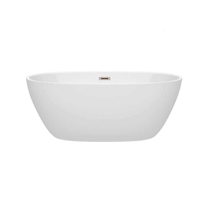 Juno 59'' x 32'' Soaking Acrylic Bathtub, Brushed Nickel