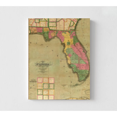 Florida, Old Map Of Florida, Florida State Map, Public Florida Office Wall Decor, United States Old Map, School Hallway Wall Art