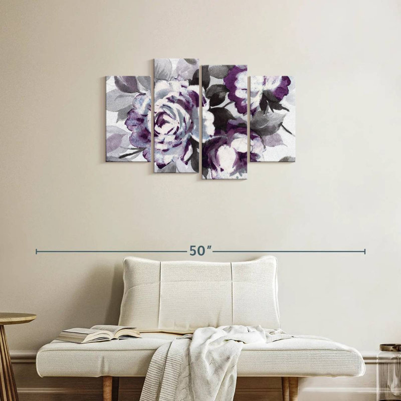 «Scent Of Roses Plum Wall Art», reproduction d'art sur toile, H 22 po x l 36 po x P 1 po