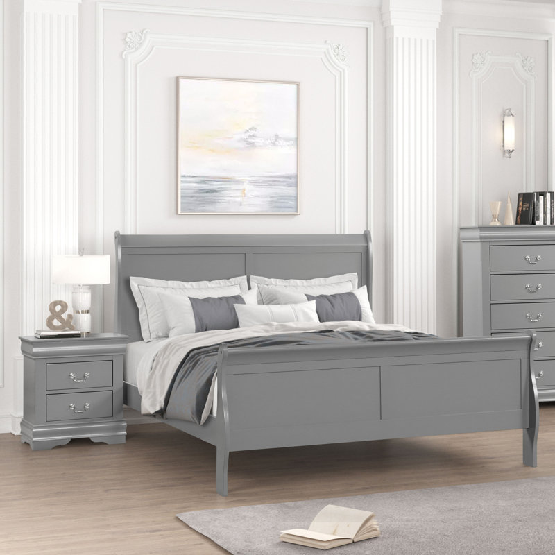Ensemble de chambre à coucher 2 pièces Emelinda, Grand, 2 Pieces: Bed, Nightsand