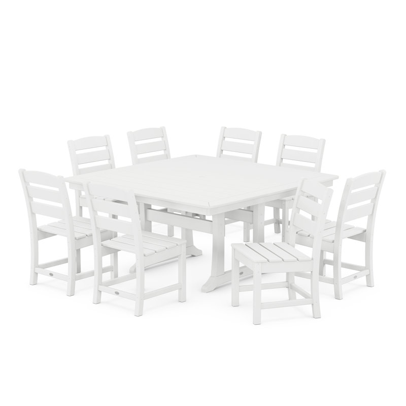 Lakeside 9-Piece Nautical Trestle Dining Set, White