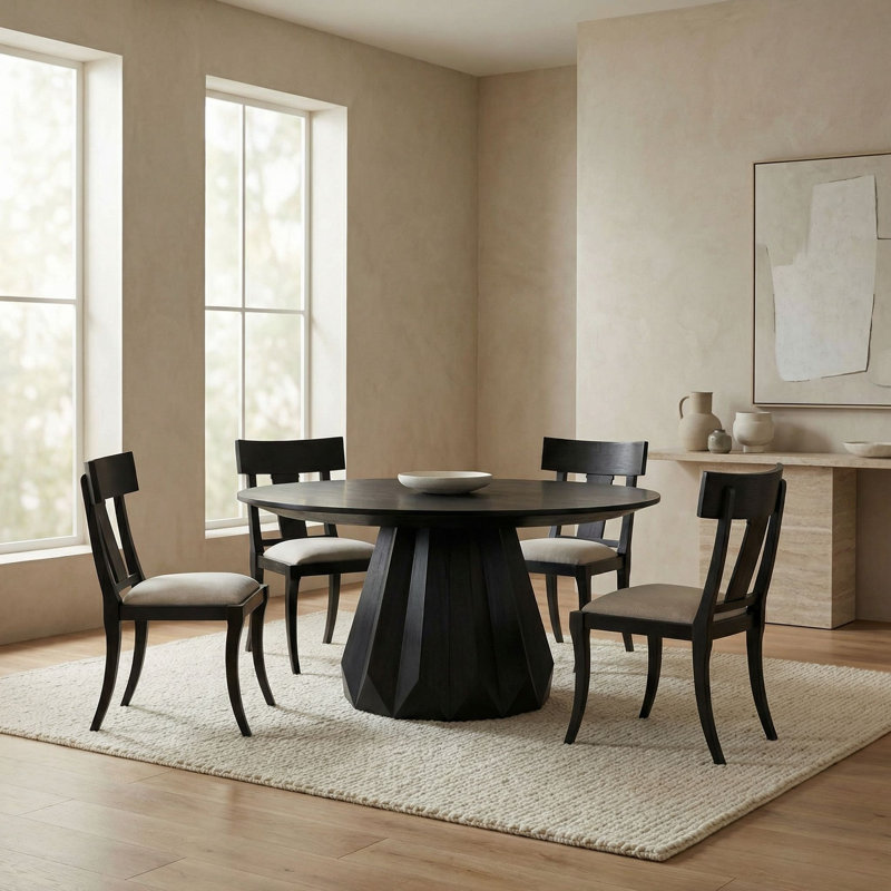 Brosche Round Mahogany Wood Dining Table