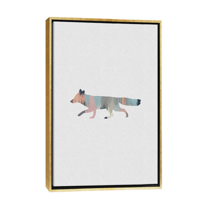 Pastel Fox - impression d'art graphique, H 60 po x l 40po x P 1,5 po, Toile encadrée d'or