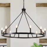 Moomal 12 - Light Wagon Wheel Wagon Wheel Chandelier with No Secondary or Accent Material