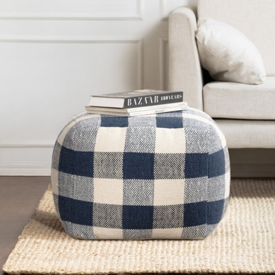 Guinda 20" Wide Square Checkered Pouf Ottoman