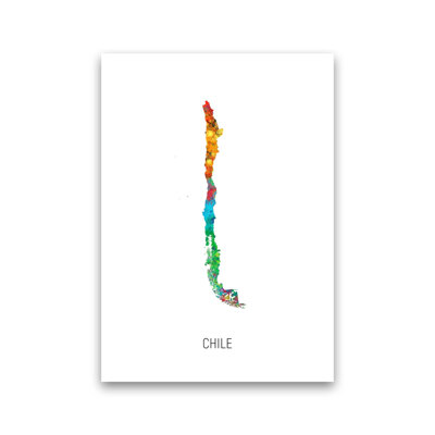 Chile Watercolour Map by Michael Tompsett - Print