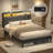 Aarah Bed Frame with Multifunctional Storage Headboard & LED Light, Upholstered Bed Frame with Charging Station-790150078