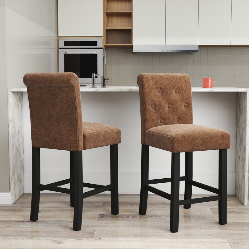 Burlison 25.25" Counter Stool, Brown/Polyester